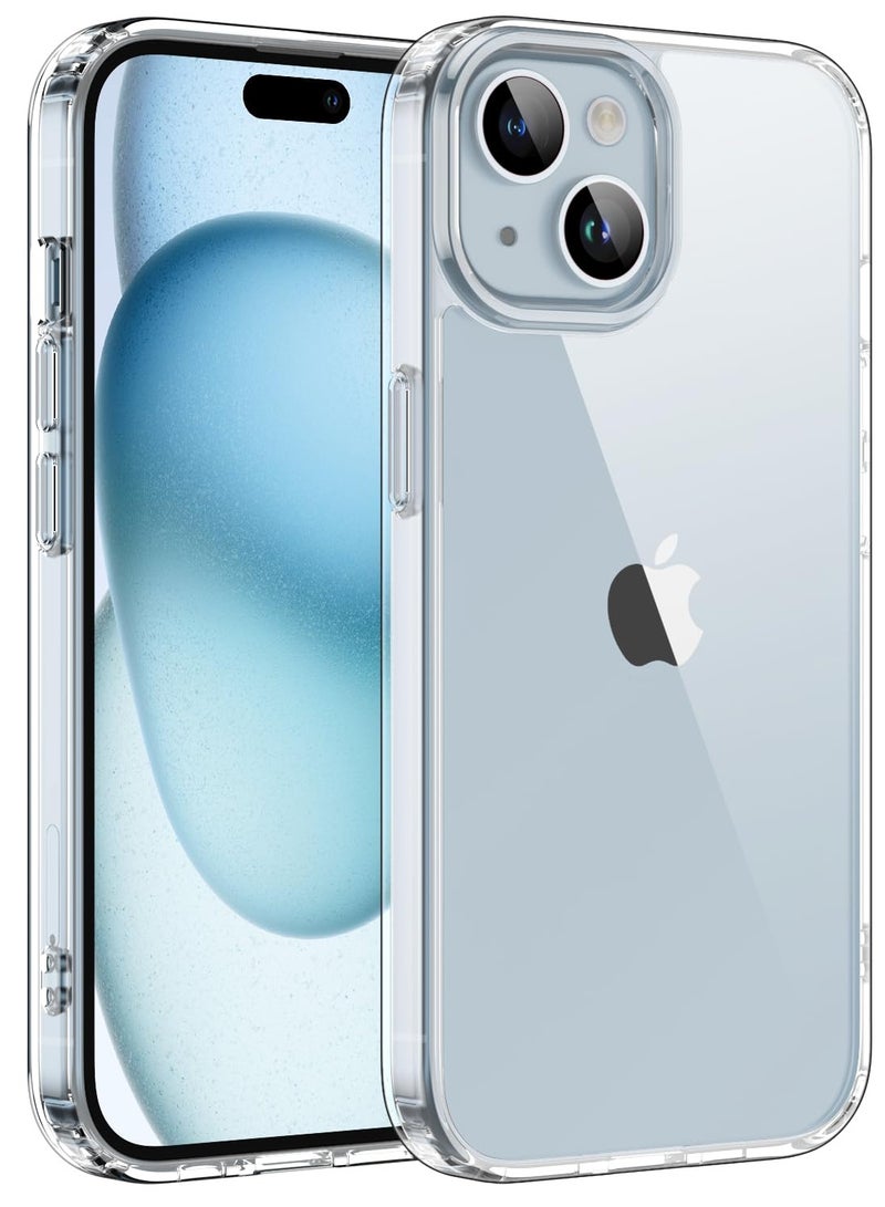 كازيوني حافظة iPhone 15 Plus متينة من مادة TPU والأكريليك الشفاف لتوفير أقصى قدر من الحماية والأناقة، تصميم نحيف وخفيف الوزن، شحن لاسلكي متوافق مع فتحات دقيقة، هجين شفاف - Image 1