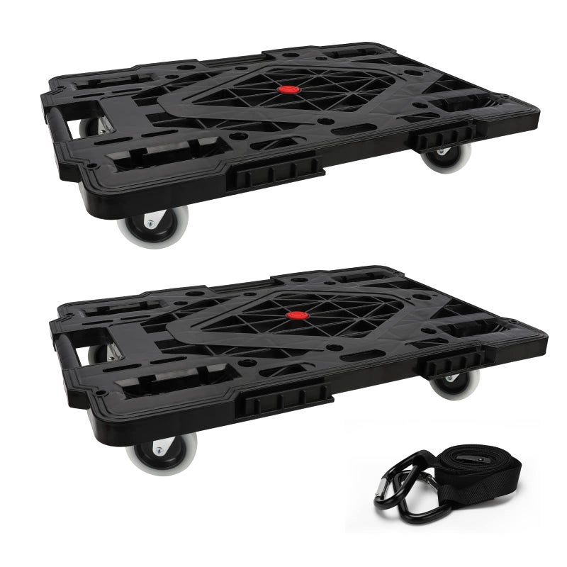 Nellyke Nellyke Furniture Movers with Wheels 2 Pack Large Furniture Dolly 880 Lbs Capacity with 120in Rope Connectable and Portable Dollies for Heavy Appliance Black 