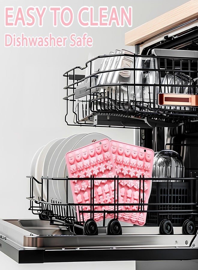 Vrthske 2PCS ChristmasTheme Silicone Molds with Snowflake Gingerbread Santa Claus Gloves Jingle Bells Gift Boxs for Chocolate, Candy, Jelly, Cookie, Cake and Cupcake Decoration (Pink) - Image 3