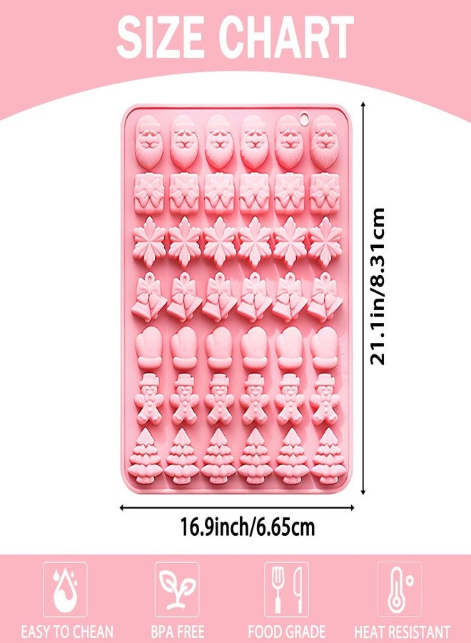 Vrthske 2PCS ChristmasTheme Silicone Molds with Snowflake Gingerbread Santa Claus Gloves Jingle Bells Gift Boxs for Chocolate, Candy, Jelly, Cookie, Cake and Cupcake Decoration (Pink) - Image 2