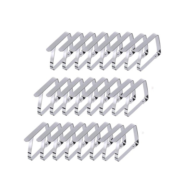 24 PACK OUTDOOR TABLECLOTH CLIPS LARGE TABLE COVER CLAMPS FOR 2 INCH THICK TABLES FLEXIBLE STAINLESS STEEL PICNIC TABLE CLOTH CLIPS HOLDERS
