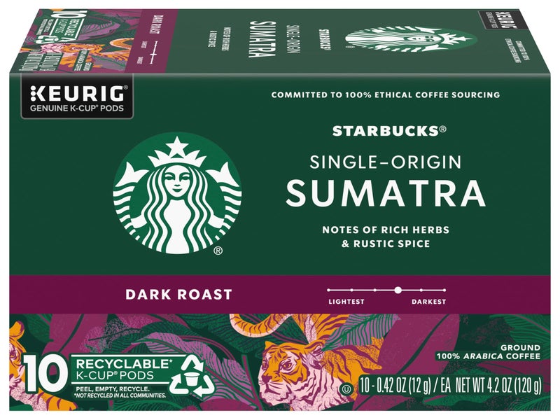 Starbucks Coffee K-Cup Pods, Single-Origin Sumatra Coffee, Dark Roast 100% Arabica Coffee, Keurig Genuine K-Cup Pods, 10 CT K-Cups/Box (Pack of 3 Boxes) - Image 2