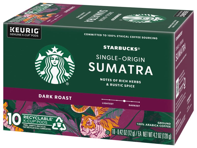 Starbucks Coffee K-Cup Pods, Single-Origin Sumatra Coffee, Dark Roast 100% Arabica Coffee, Keurig Genuine K-Cup Pods, 10 CT K-Cups/Box (Pack of 3 Boxes) - Image 4