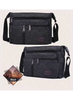 PuAnti Canvas Shoulder Bag Crossbody Bag OutDoor Leisure Travel Backpack Black  - Image 2