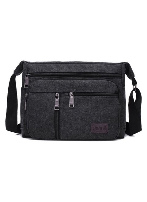 Canvas Shoulder Bag Crossbody Bag OutDoor Leisure Travel Backpack Black