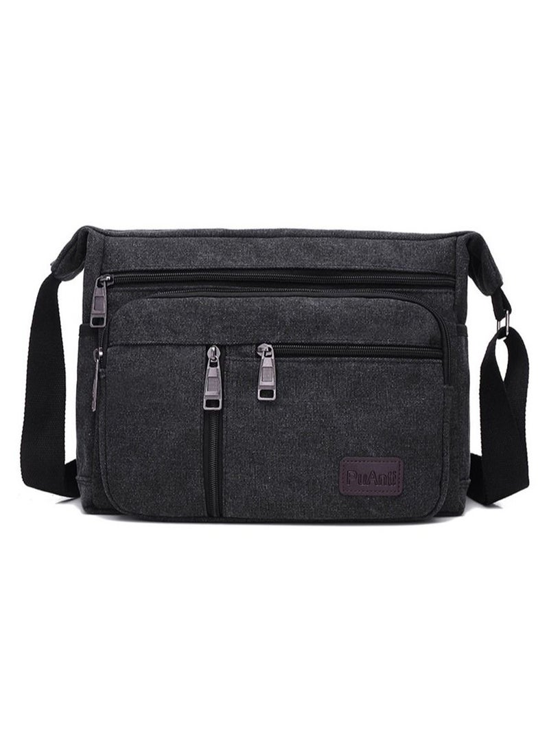 Canvas Shoulder Bag Crossbody Bag OutDoor Leisure Travel Backpack Black