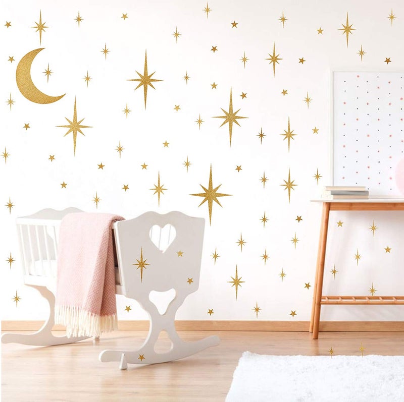 Easma Retro Starburst Wall Decals Stars Wall Stickers Atomic Star Vinyl Decal Star Walls Decals Celestial Decor Girls Room Wall Sticker Peel and Stick Moon Walls Decal - Image 3