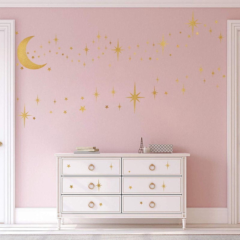 Easma Retro Starburst Wall Decals Stars Wall Stickers Atomic Star Vinyl Decal Star Walls Decals Celestial Decor Girls Room Wall Sticker Peel and Stick Moon Walls Decal - Image 5