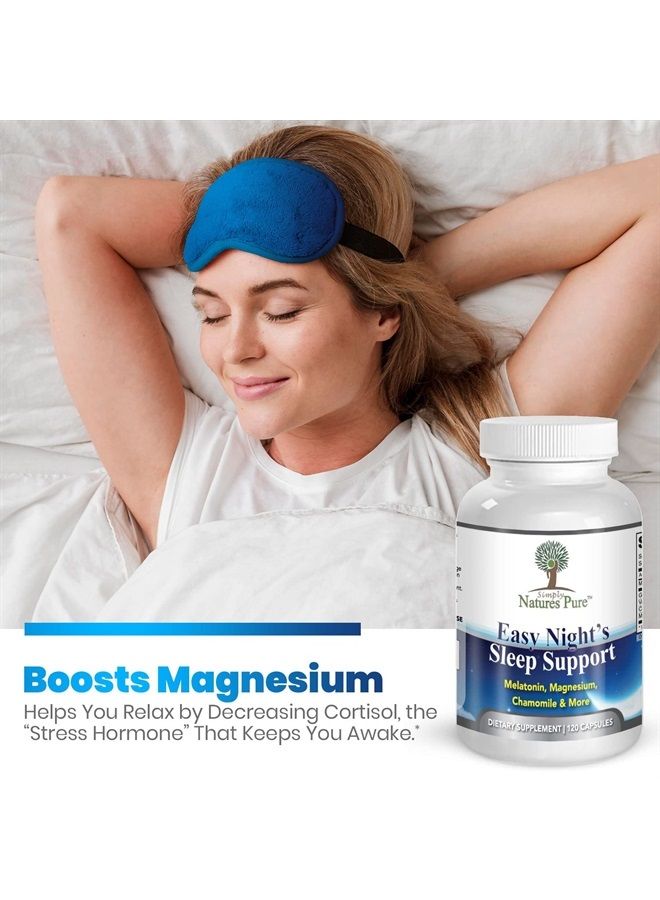 Simply Natures Pure – Easy Night's Sleep Support – Natural Supplement – Magnesium – Valerian Root – Chamomile – Melatonin – Vegetable Capsule - Non-GMO - Image 3