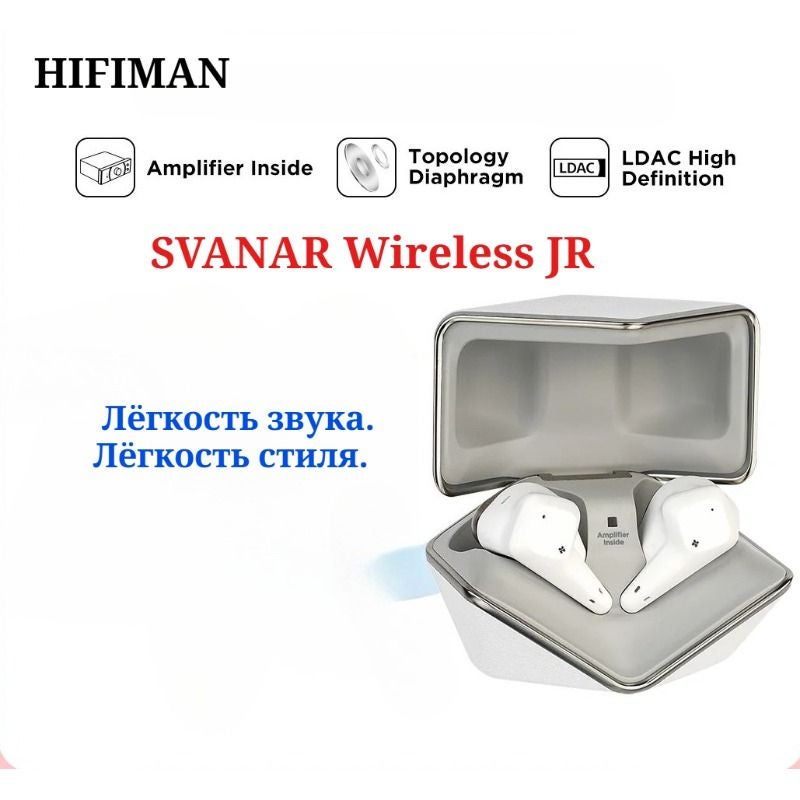 Hifiman Svanar Wireless Jr Hi-Fi Bluetooth Earbuds with Noise Cancelling, Built-In Amplifier, Topology Diaphragm Driver - Image 1