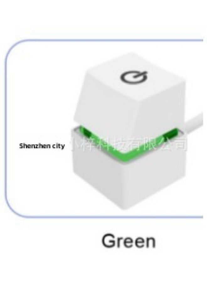Generic - Desktop Computer Switch Extension Cable Internet Cafe Computer Startup Compact Button-Color:White Shell Green Light Effect 2 Meters Line - Image 1