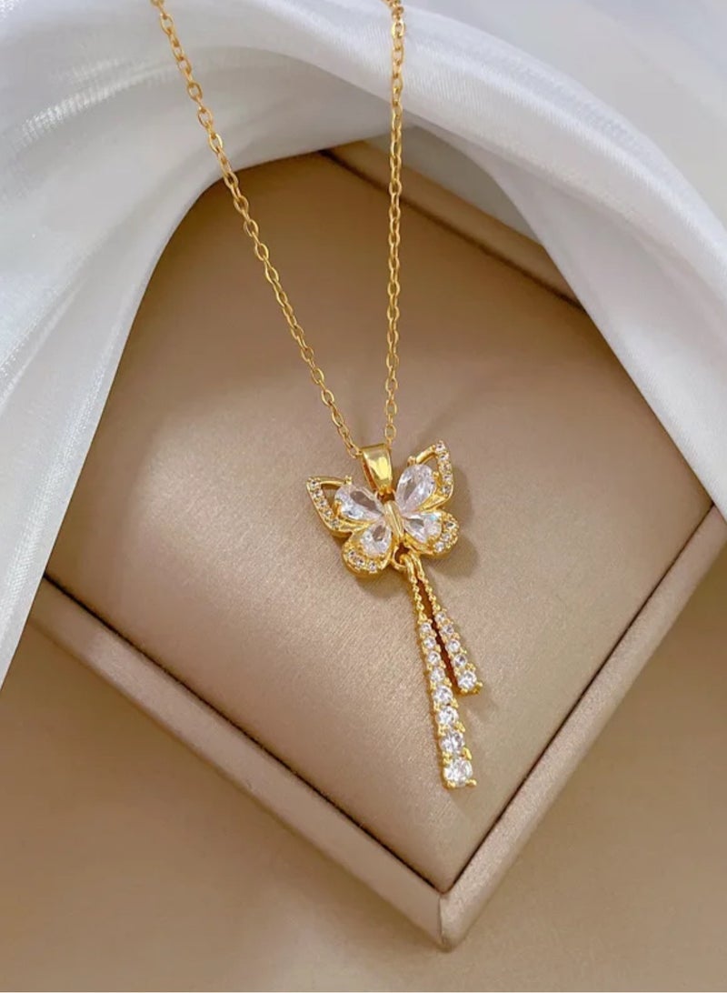 إيكوال سلسال نسائي أنيق مصنوع من الاستانلس ستيل مطلي باللون الذهبي - Image 4