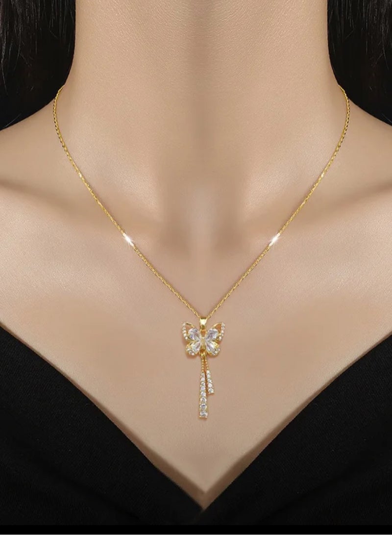 إيكوال سلسال نسائي أنيق مصنوع من الاستانلس ستيل مطلي باللون الذهبي - Image 1