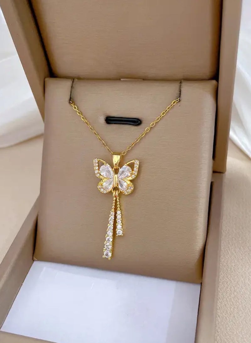 إيكوال سلسال نسائي أنيق مصنوع من الاستانلس ستيل مطلي باللون الذهبي - Image 3