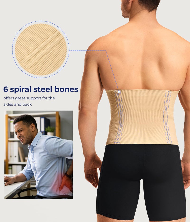 TAILONG Waist Trainer for Men Shapewear Tummy Control Body Shaper Slimming Girdle Fajas para Hombres Corset with Zipper Beige - Image 3