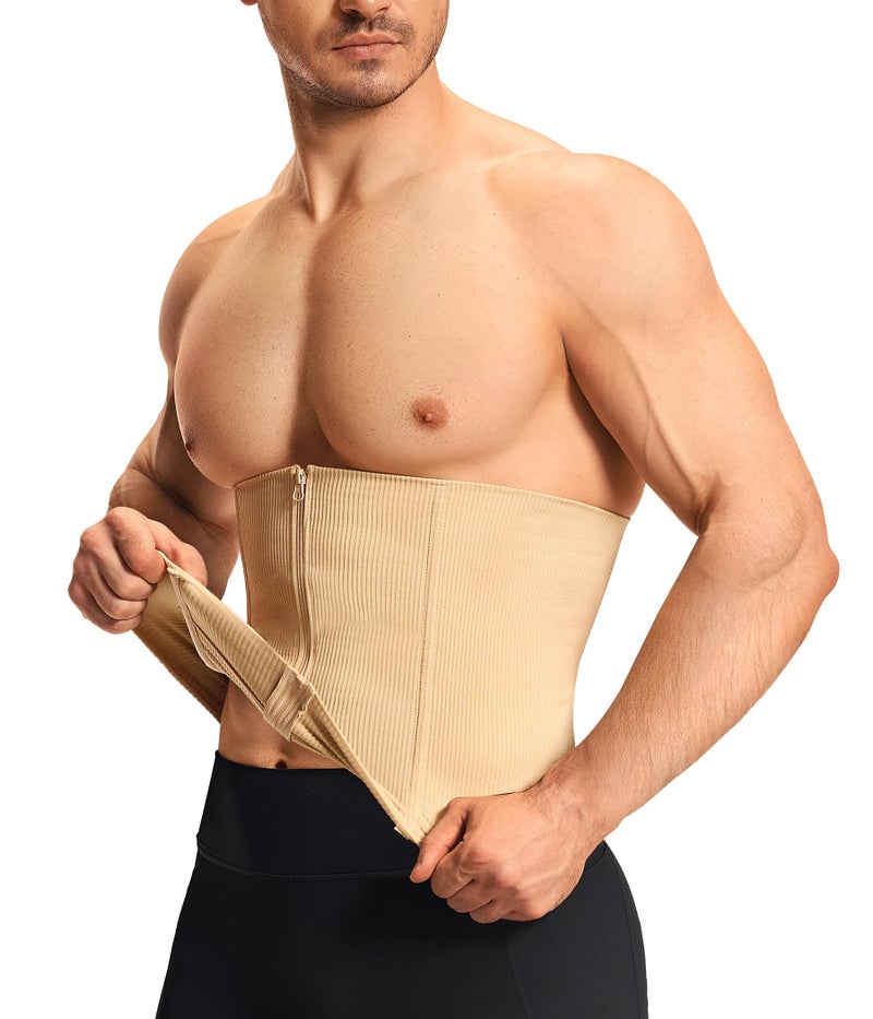TAILONG Waist Trainer for Men Shapewear Tummy Control Body Shaper Slimming Girdle Fajas para Hombres Corset with Zipper Beige - Image 1