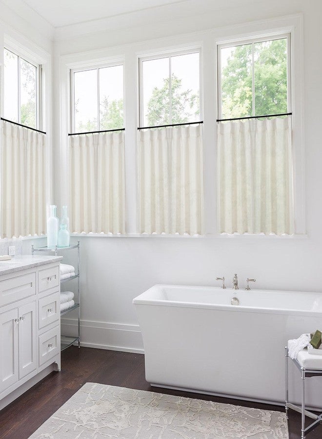 Lino Rosa Pinch Pleated Cafe Curtain for Kitchen 24 Inch Length x 24 in Width Cover 36 Wide Windows with Pleat Modern Farmhouse Style Linen Sheer Tier Small Window Curtain Over Sink - Image 4