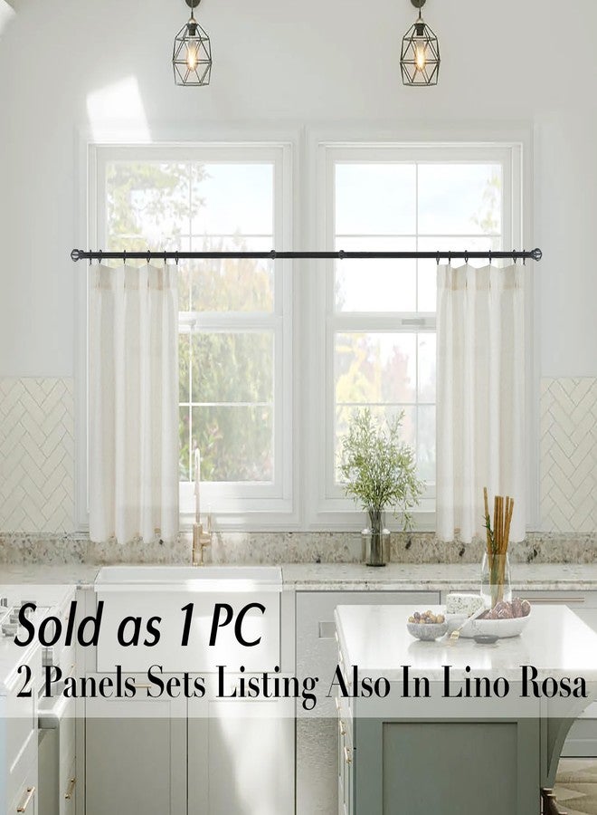 Lino Rosa Pinch Pleated Cafe Curtain for Kitchen 24 Inch Length x 24 in Width Cover 36 Wide Windows with Pleat Modern Farmhouse Style Linen Sheer Tier Small Window Curtain Over Sink - Image 3