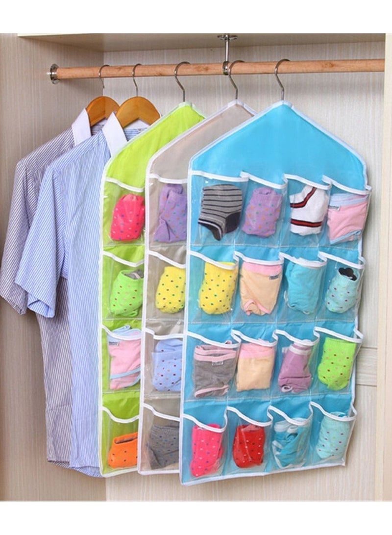 DubaiGallery Polymer Washable 16 Grids Pouch Clothes Sock Underwear Bra Hanging Storage Bag Organizer  - Image 1