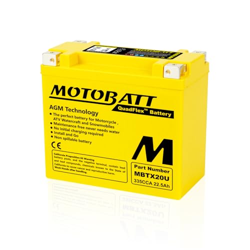 MotoBatt MBTX20U (12V 22.5 Amp) 335 CCA Factory Activated Maintenance Free QuadFlex AGM Battery - Image 1