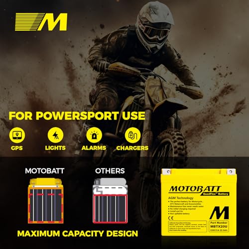MotoBatt MBTX20U (12V 22.5 Amp) 335 CCA Factory Activated Maintenance Free QuadFlex AGM Battery - Image 5