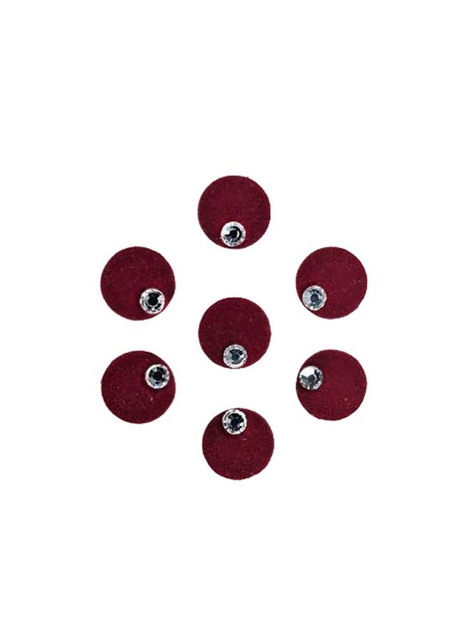 Comet Busters Round Maroon Velvet Bindi With Silver Stone (8 mm) (BIN450) - Image 1