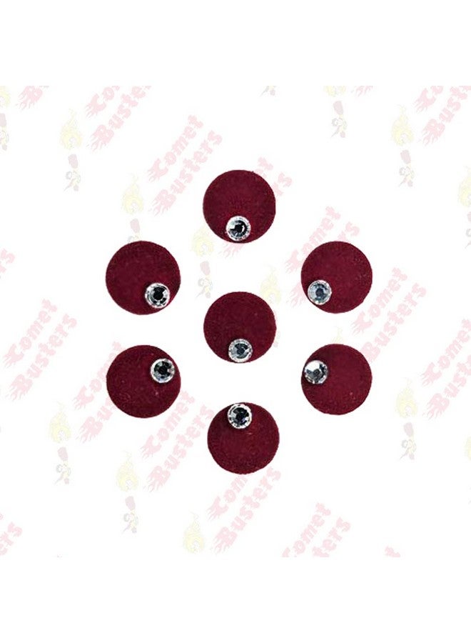 Comet Busters Round Maroon Velvet Bindi With Silver Stone (8 mm) (BIN450) - Image 4
