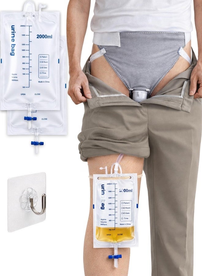 Leak-Proof Wearable Male Urinal for Incontinence - Plus Size 100-330 lbs Adjustable 36-76" Waist - Soft Medical Silicone Urine Collector with 5ft Extended Tube & 3 Reusable Bags for Night (Grey) - Image 1