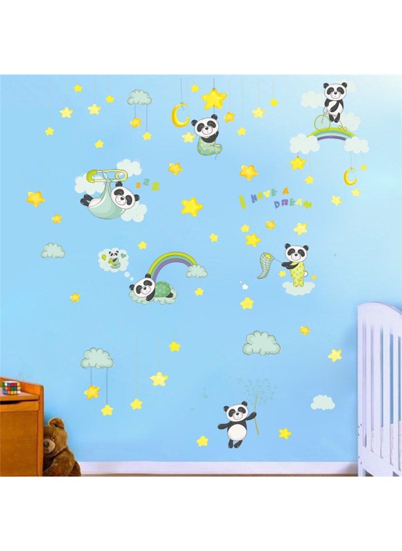ZOOYOO Cute Pandas Star Cloud Baby Room Nursery Sticker  - Image 2