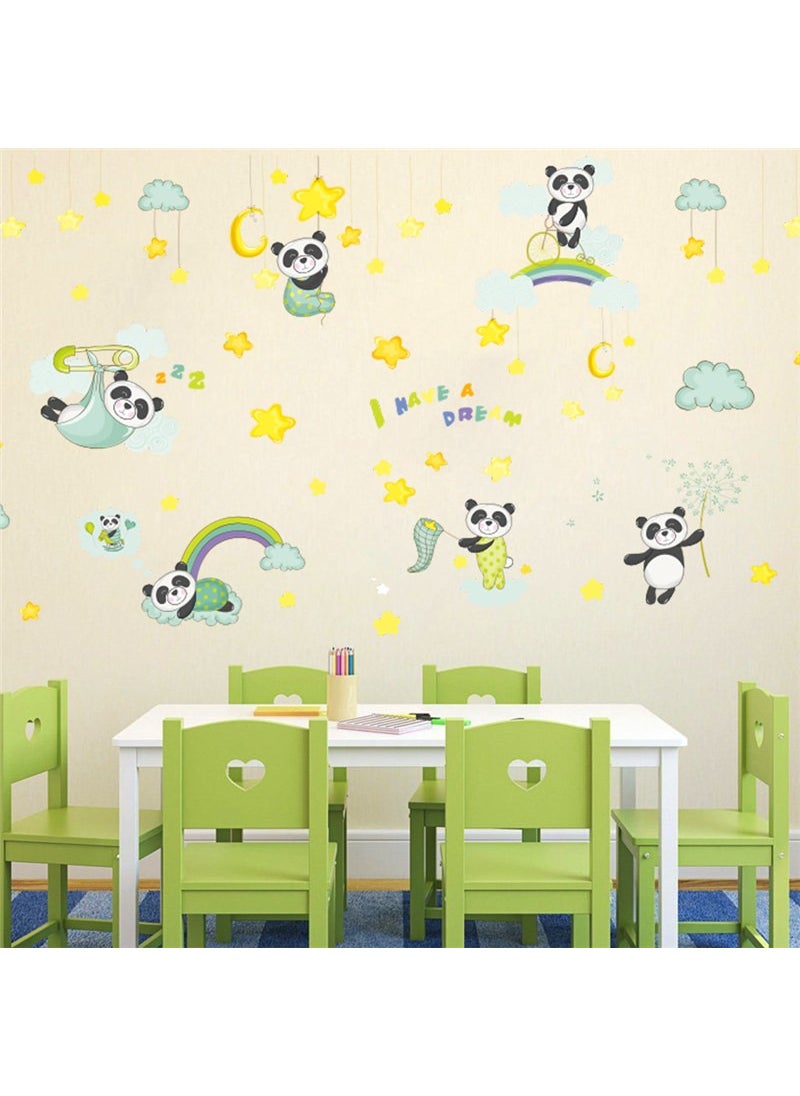 ZOOYOO Cute Pandas Star Cloud Baby Room Nursery Sticker  - Image 3