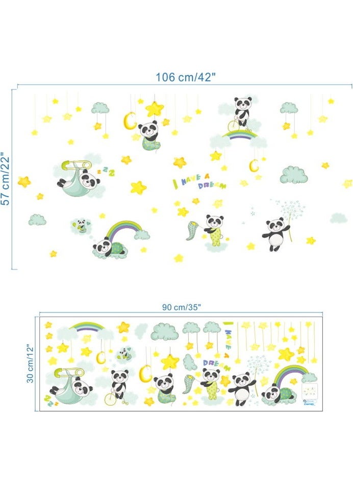 ZOOYOO Cute Pandas Star Cloud Baby Room Nursery Sticker  - Image 4