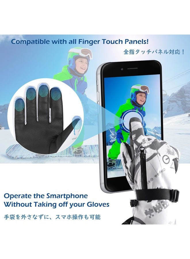 TRIWONDER Ski Gloves Kids Winter Gloves Touchscreen Warm Gloves Waterproof Snow Gloves for Children Snowboarding Skiing (XS(6-8 Years), Black) - Image 4