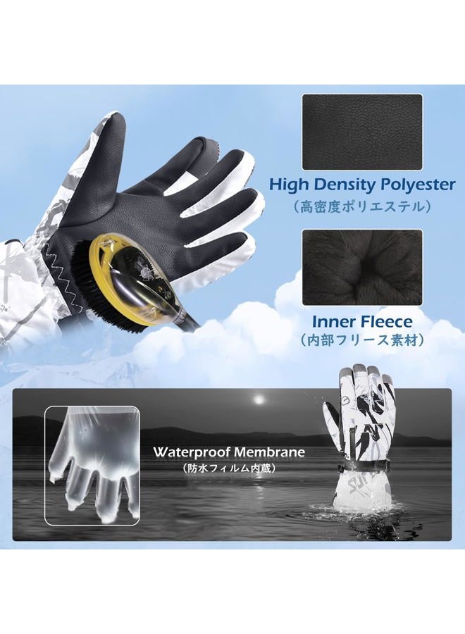 TRIWONDER Ski Gloves Kids Winter Gloves Touchscreen Warm Gloves Waterproof Snow Gloves for Children Snowboarding Skiing (XS(6-8 Years), Black) - Image 3