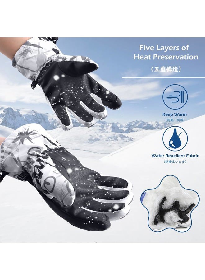 TRIWONDER Ski Gloves Kids Winter Gloves Touchscreen Warm Gloves Waterproof Snow Gloves for Children Snowboarding Skiing (XS(6-8 Years), Black) - Image 5