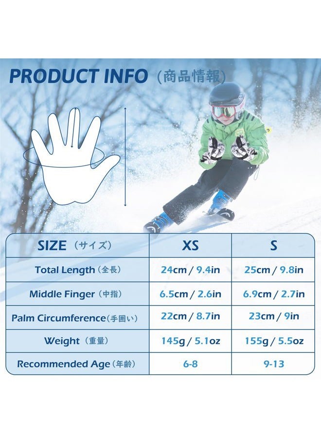 TRIWONDER Ski Gloves Kids Winter Gloves Touchscreen Warm Gloves Waterproof Snow Gloves for Children Snowboarding Skiing (XS(6-8 Years), Black) - Image 2