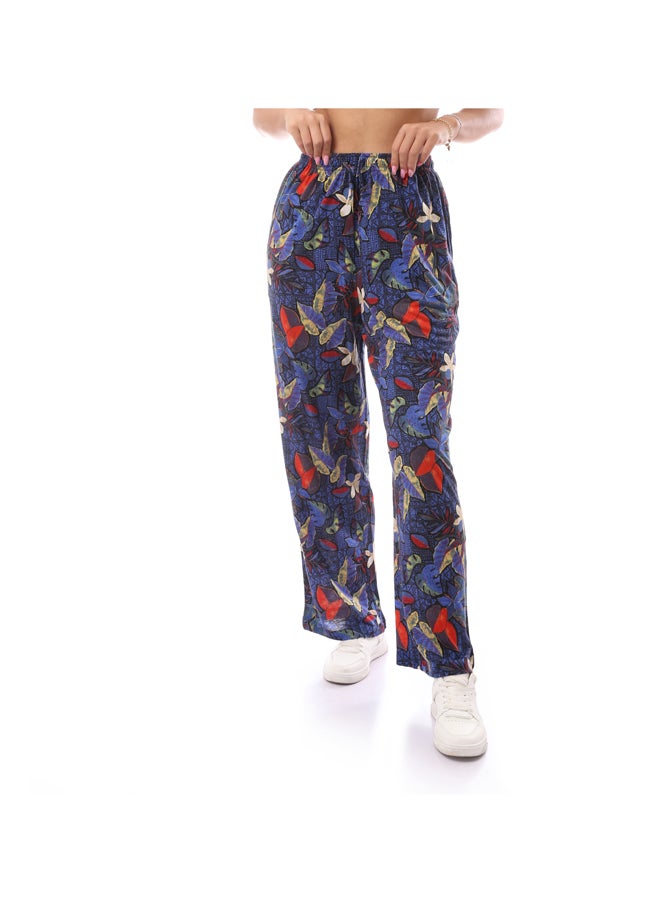 MERCH - Loose Printed Knitted Pyjama Pants With Elasticated Waist - Image 1
