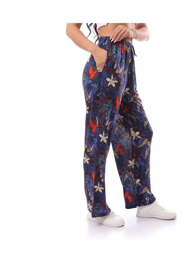MERCH - Loose Printed Knitted Pyjama Pants With Elasticated Waist - Image 1