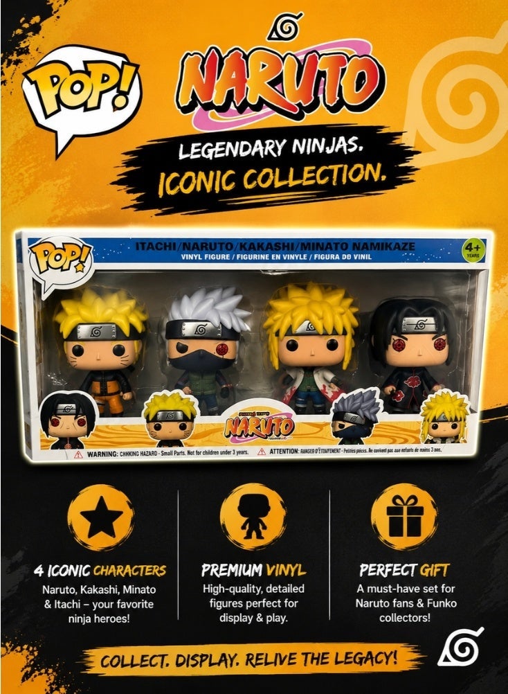 POP Naruto Anime Vinyl Figure Set Featuring Naruto, Kakashi, Itachi and Minato – Collectible Character Figures Combo Pack for Fans - Image 1