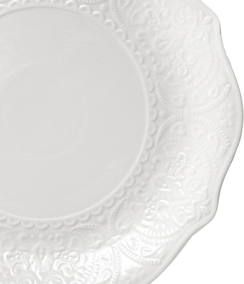 SOUJOY Set of 6 Salad Plate 8 Inch Porcelain Dessert Serving Plates Embossed Printing Small Dinner Dish for Pancakes Steak Microwave Dishwasher Safe - Image 3