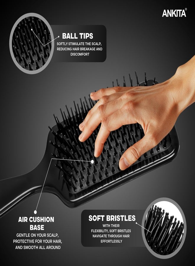 Ankita Flat Hair Brush|Paddle Hair Brush with Strong and Flexible soft Bristles|For Grooming, Straightening, Smoothing, Detangling Hair, Ideal for Men & Women (144 B) - Image 4