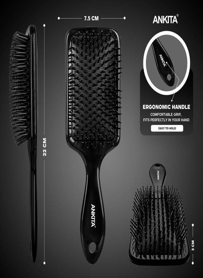Ankita Flat Hair Brush|Paddle Hair Brush with Strong and Flexible soft Bristles|For Grooming, Straightening, Smoothing, Detangling Hair, Ideal for Men & Women (144 B) - Image 3