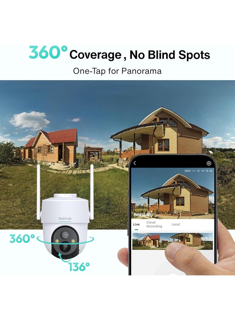 Botslab BOTSLAB Outdoor Security Camera Wireless  W314, 2K 3MP Pan Tilt Camera with Solar Power, Color Night Vision, Human Detection, 4G SIM, Compatible with Alexa  - Image 2