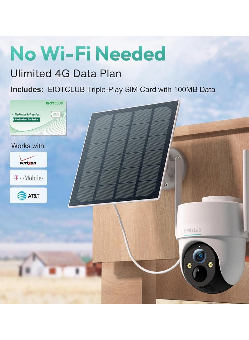 Botslab BOTSLAB Outdoor Security Camera Wireless  W314, 2K 3MP Pan Tilt Camera with Solar Power, Color Night Vision, Human Detection, 4G SIM, Compatible with Alexa  - Image 5