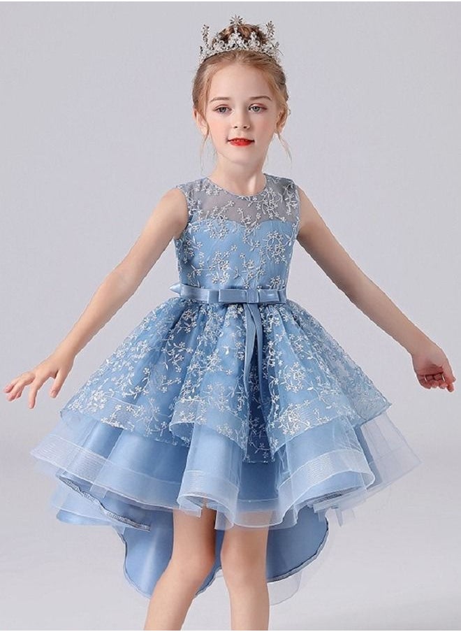 Best Gift Fashion - فستان حفلات للأطفال زي أطفال وملابس حفلات أعياد الميلاد لون أزرق داكن - Image 1