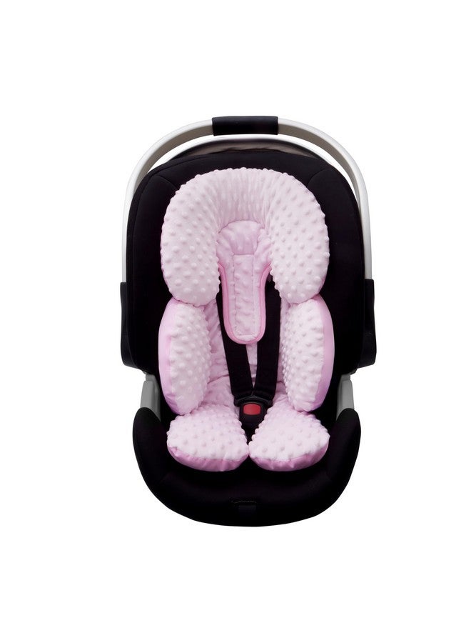 Pro Goleem Infant Car Seat Head Neck Body Support, Ultra-Soft Minky and Microfiber Newborn Car Seat Insert, Perfect for Car Seat, Stroller, 2-in-1 Reversible, Girls, Pink - Image 1