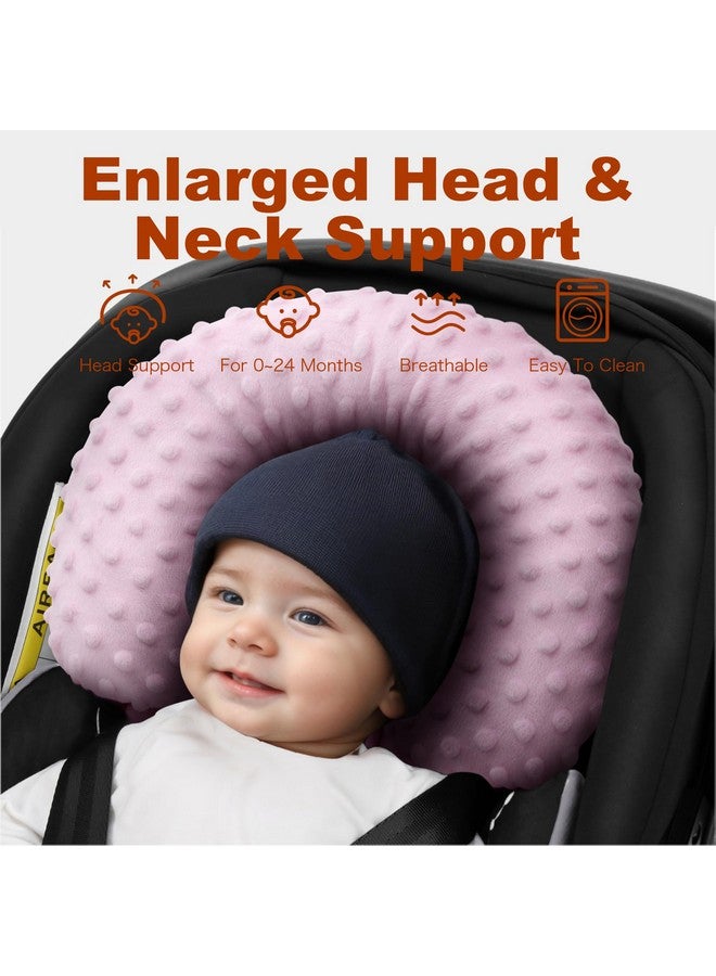 Pro Goleem Infant Car Seat Head Neck Body Support, Ultra-Soft Minky and Microfiber Newborn Car Seat Insert, Perfect for Car Seat, Stroller, 2-in-1 Reversible, Girls, Pink - Image 3