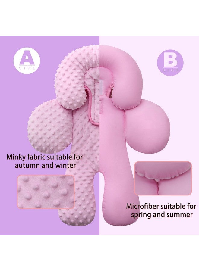 Pro Goleem Infant Car Seat Head Neck Body Support, Ultra-Soft Minky and Microfiber Newborn Car Seat Insert, Perfect for Car Seat, Stroller, 2-in-1 Reversible, Girls, Pink - Image 5