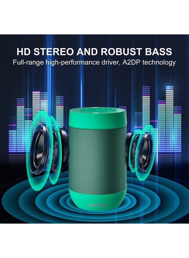 comiso مكبر صوت بلوتوث محمول مقاوم للماء صغير مكبر صوت للاستحمام لاسلكي Ipx5 صوت ستيريو عالي الدقة 360 وقت تشغيل 12 ساعة حجم جيب مدمج ميكروفون مدمج دعم بطاقة Tf للسفر في الهواء الطلق - Image 5