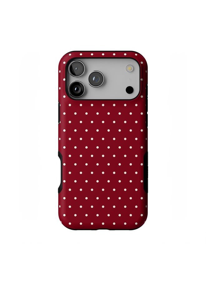 Casely iPhone 17 Pro Max Case | On The Dot | Maroon Polka Dot Christmas Holidays | Compatible with MagSafe | Bold Protective Design - Image 1