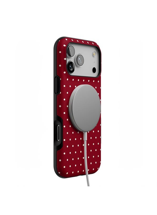 Casely iPhone 17 Pro Max Case | On The Dot | Maroon Polka Dot Christmas Holidays | Compatible with MagSafe | Bold Protective Design - Image 3